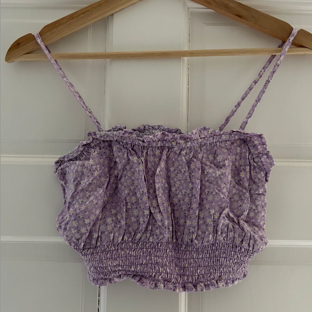Purple Floral Crop Top